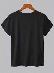 short-sleeveCamiseta de Algodón para Mujer con Diseño Simple y Versátil, Estilo Vintage, Estampado "I WANT IT THAT WAY", BSB , Cuello Redondo, Manga Corta, Primavera Verano, Top Elegante para Fiestas y Uso Diario, Ropa Vintage para Mujer, Oferta Especial 100% Cotton Blusas Bonito100% Cotton - Negro - Ver 3