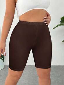 Pantalones Cortos de Compresión de Talla Grande  Negros de Secado Rápido y Refrigeración - Marrón - Ver 5