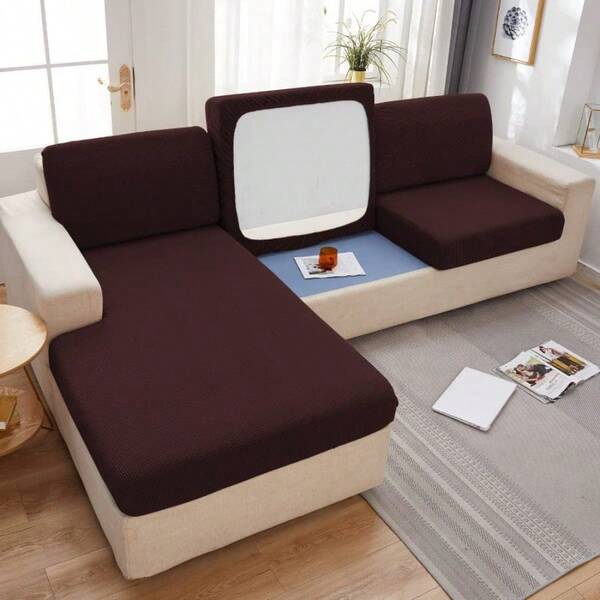 Fundas para sofá seccional, Fundas elásticas en Forma de L para Cojines de sofá Chaise Longue, Antideslizantes, para sofá de 1, 2 o 3 plazas marrón, Silla (1 Unidad