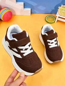Unisex Kids' Comfortable Sports Shoes With Hook And Loop Closure, Suitable For Daily Wear And Outdoor Activities - Coffee Brown - View 1