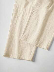 Pantalones casuales de mujer de unicolor y bolsillos minimalistas - Albaricoque - Ver 9