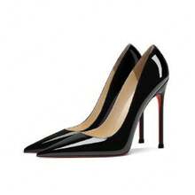 Black High-Heeled Women's Shoes With Thin Heels, 2026 Spring-Summer New Model, Red Sole, Patent Leather, Pointed Toe, Shallow Cut, Sexy Nude Color Work Pumps - 9CM黑色 - 查看 2