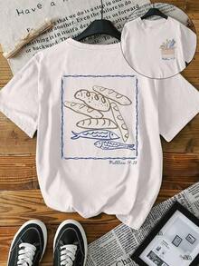 Comfortable Christian Colored T-Shirt - Bible Study, Catholic Gift - Contemporary Faith-Inspiring Clothing - Women's T-Shirt, Comfortable Crew Neck, Casual, Pure Cotton, Short Sleeve - 白色 - 查看 6