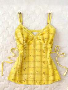 Camiseta de tirantes con estampado de cuadros y cerezas para mujer - Multicolor - Ver 4