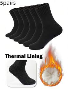 1/3/5/10/20 Pairs Women's Winter Ribbed Fleece Mid-Calf Socks, Thick Soft Fluffy Warm, Home Sleep Floor Socks, Daily Commute, Christmas Back To School Gift - Multicolor - View 13