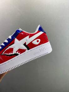 Giày thể thao thường ngày A BATHING APE Bape, phối màu, logo ngôi sao, giày bóng bẩy, thích hợp cho hoạt động thư giãn. - Cá mập đỏ lớn - Xem 6