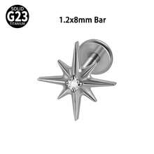 1PC G23 Titanium Zirconia Piercing Hoop Titanium Hinged Clicker Ring Septum Ring Hexagram CZ Labret Ring Ear Tragus Helix Cartilage Piercing - Như thể hiện trong hình ảnh - Xem 16