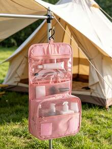 1 pieza Bolsa de aseo de viaje multifuncional, bolsa colgante para maquillaje, organizador de cosméticos, gran capacidad, soporte impermeable para brochas de maquillaje, esencial para la playa, necesidad para vacaciones y viajes de negocios, almacenamiento de cosméticos y artículos de papelería - Multicolor - Ver 8