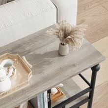 Konsolentisch 109 cm – Schmaler 3-stufiger Beistelltisch für Sofa und Eingangsbereich mit Ablagefächern – Modernes Holzmöbelstück für Wohnzimmer, Flur und Schlafzimmer - Grau - Übersicht 6