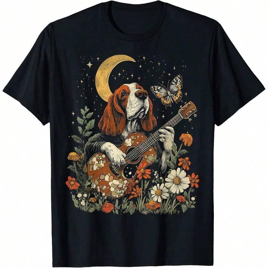 1 Piece Hiking T-Shirt With Bernese Mountain Dog Design, All Seasons, 100% Cotton, Single-Sided Print, Crew Neck, Short Sleeve, Unisex, Base Layer, 180g Cotton - 顏色 5 - 查看 1