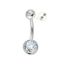 1pc Titanium High Quality Belly Button Rings, Internally Threaded Belly Ring, Round CZ, Moon, Flower Navel Rings For Women Men 10mm,For Gift - Multicolor - View 9