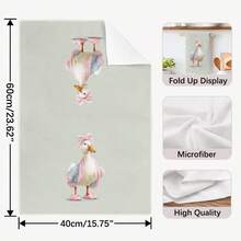 2pcs Funny Posh Duck Pattern Kitchen Towels, 40*60cm Soft Microfiber Material, Suitable For Home, Kitchen, Restaurant, Outdoor Camping, Tabletop Cleaning, Dish Drying, Gifts - Multicolor - View 2