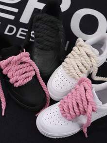 1双加粗绳鞋带（120厘米/47.24英寸）圆形粗鞋带，适用于运动鞋、绳鞋带、鞋类配件，男女通用鞋带 - 藍色 - 查看 5