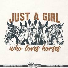 A Girl Who Loves Horses | Western Shirt Design PNG | Country Girl Sublimation | Horse Lover PNG | Retro Horse Illustration In PNG Format - 白色 - 查看 3