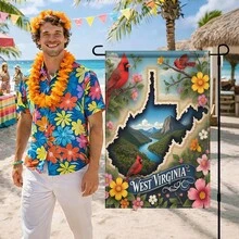 1PC West Virginia State Garden Flag Cardinal Bird Decorative Outdoor Flag Mountain River Scenic Floral Yard Banner Double Sided Weather Resistant Lawn Patio Decor For Seasonal Holiday Home Porch Outsid - Nhiều màu - Xem 5
