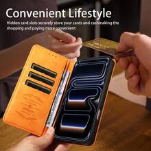 Business Style PU Leather Flip Phone Case, Shockproof Anti-Fall Wallet Cover With Stand Function For Galaxy S8/S9/S10/S20/S21/S22/S23/S24/S25/S26/Plus/FE/Ultra/Note 10/Note 20 - Orange - View 4