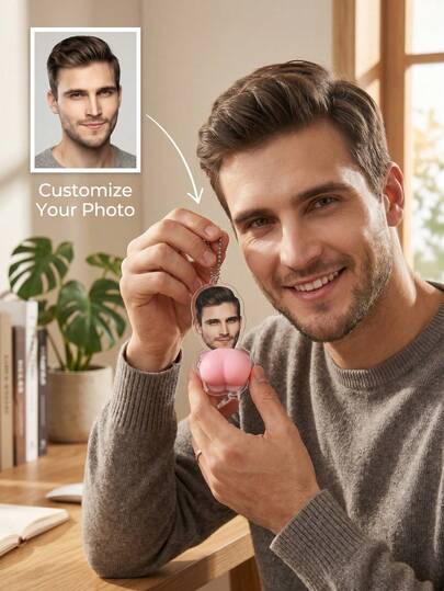 Llavero acrílico personalizado con foto facial de nalgas rosas, llavero de plástico, nalgas rosas, regalos personalizados y divertidos, resistentes al estrés, regalos para amigos, parejas, colegas y familiares, regalos del Día de San Valentín, regalos para mujeres, regalos de cumpleaños, decoraciones para mochilas, colgantes de decoración de equipaje