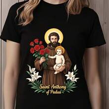 Printed T-Shirt For Men And Women - 黑色 - 查看 1