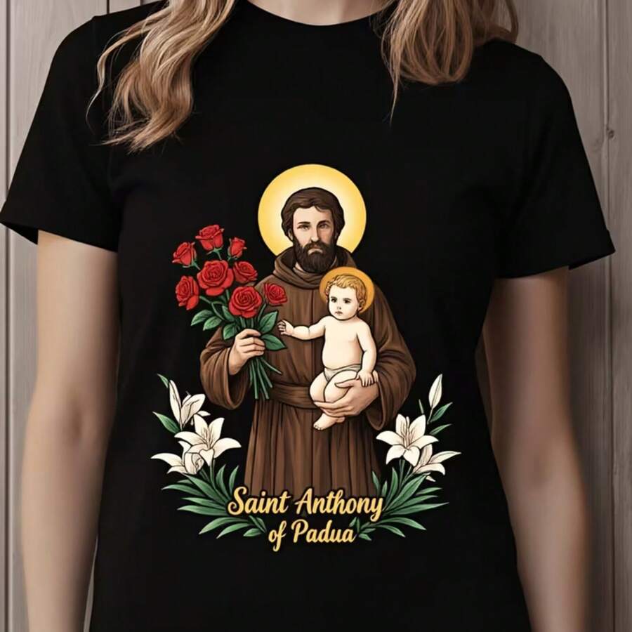 Printed T-Shirt For Men And Women - 黑色 - 查看 1