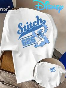 (Disney Licensed)Disney Lilo & Stitch Men's Oversized Graphic T-Shirt, Stitch 626 College Style Print Crew Neck Short Sleeve Casual Streetwear Tee, Cute Experiment 626 Cotton Blend Summer Top With Front & Back Print, Mens Clothes, Men, Ropa De Hombre, Summer Clothes, Men Shirts, Graphic Tees, Disney Outfits Men, Graphic Tees, Camisetas Para Hombre, Camisas Para Hombre, Summer Outfits For Men, Father's Day Gift, Perfect Gift For Family And Friends, Which Are Necessary For Birthday Parties, Disney Shirts, Mens Clothes, Summer Clothes, Officially Licensed Disney T-Shirts, Disney Men's And Women's Spring/Summer Fashion Casual Short-Sleeve T-Shirts - trắng - Xem 1