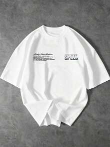 Men's Casual Short Sleeve Crew Neck T-Shirt With Racing Street Slogan Print - Yellow - View 2