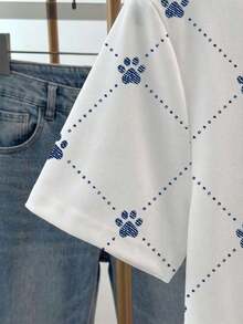 Camiseta de mujer con cuello redondo, estampado de corazones y lunares, y bloques de color - Blanco 10 - Ver 3