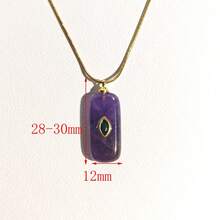 1 mặt dây chuyền đá tự nhiên hình chữ nhật, thạch anh tím, lapis lazuli, dùng để làm trang sức, vòng cổ tự làm. - Quảng trường - Xem 11