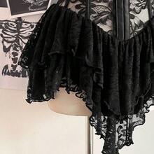 Women's Casual Retro Corset Lace Bodycon Asymmetrical Hem Mini Dress, Suitable For Y2K,Summer Dresses For Women - Blanco - Ver 6