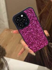 亮片鑽石 1 個裝奢華水鑽皮革手機殼，適用於 iPhone 17 Air 17 16 15 14 13 12 11 Pro Max Plus X XS XR 7 8 以及 Galaxy S21 S22 S23 S24 Plus S25 Ultra A15 A16 A55 A53 - 玫紅色 - 查看 4
