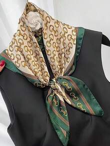 1 pieza Pañuelo cuadrado versátil de moda primaveral para mujer - Verde - Ver 2