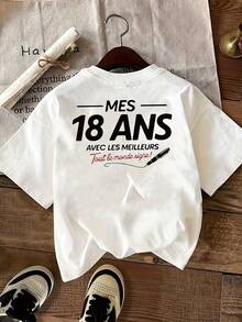 Cozy Comfy Lounge, ropa de primavera/verano de una pieza para el 18º cumpleaños, camiseta casual moderna para mujer con estampado en la espalda, top casual de manga corta y cuello redondo, elegante para fiestas, regalo de vacaciones, ropa suave y relajada para el hogar. - Blanco - Ver 2
