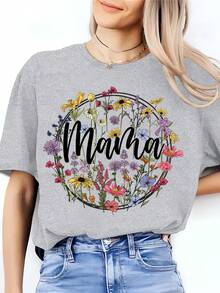 1 Vintage Floral T-Shirt For Mom, Mother's Day Gift, Floral T-Shirt For Mom, Gift For Mom, T-Shirt For Mom, 180g, 100% Cotton. - 黑色 - 查看 7