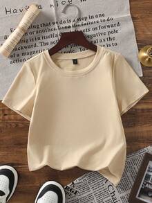 1pc Young Boy"Have A Date With My Mama" Coffee Print Casual Short Sleeve T-Shirt - Apricot - View 4