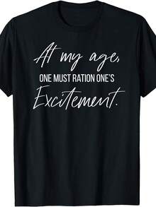 Plus Size - Plus Size - Plus Size Wo'S Oversized 0XL 5XL Pure T-Shirt With Funny Downtown Quote At My Age One Must Rations One's Excitement Black Round Neck Casual Humor Graphic For Birthday Ch Suitable For Spring-Vintage Street Style Unisex Loose Cotton Short Sleeve Crew Neck T-Shirt 100% Pure Cotton - 黑色 - 查看 6