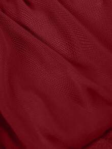 Elegant Vintage Solid Color Petal Sleeve Lace Waist Top, Heart Neckline Lace Panel Front Button Closure, Suitable For Wedding Season & Summer Vacation - Burgundy - View 10