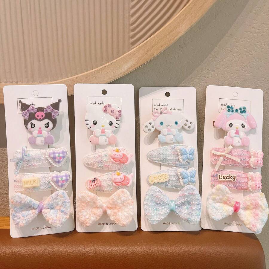 SANRIO Bộ 14 kẹp tóc hình nơ hoa hoạt hình dễ thương, phụ kiện tóc ngọt ngào cho bé gái. - Xem 1