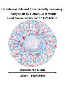 1 Stück blau karierter Kirschprint Satin Haarbonnet, breites elastisches Band Schlafkappe, weiche seidige Nachtkappe für lockiges Haar, Haarpflege Kopfbedeckung für Frauen - Babyblau - Übersicht 6