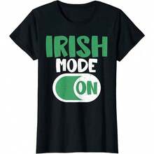 A Printed T-Shirt Made Of 180 G/M² Pure Cotton, Showcasing Irish Style With A Fun, Irish Flair. A Great Gift For Women, Featuring A Crew Neck Design. Breathable And Durable Fabric With A Special Weaving Technique. Soft, Easy To Clean, And Comfortable To Wear. Perfect For Irish Americans. Offers A Festive Style. - 黑色 - 查看 2