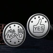 1pc Yes/No Decision Coin, Metal Wishing Coin For Stress Relief, Funny Fate Choice Commemorative Coin, Party Game Prop - Multicolor - View 3