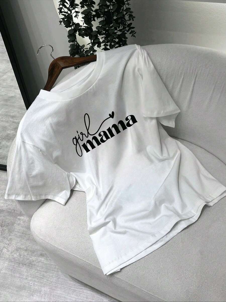 Women's T-Shirt For Mother's Day/Valentine's Day, A Printed Tee That Easily Creates A Sweet And Casual Look. Perfect For Summer Leisure Time, Daily Commutes, Casual Outings, And Vacation Wear. - 白色 - 查看 1