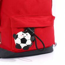 1pc Mini Cute & Energetic Football Style PU Leather Keychain, Cartoon Black & White Football Figurine Zinc Alloy Keyring - Multicolor - View 10
