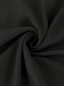 Vestido casual de talla grande para mujer con cinturón de unicolor - Negro - Ver 6