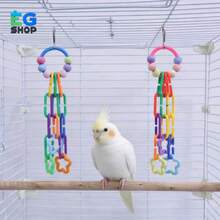 1件 咀嚼解悶鳥類玩具，附彩色珠子與星星配件，鮮豔色彩，耐用互動設計滿足小型鸚鵡咀嚼本能，適合情侶鳥與玄鳳鸚鵡 - 查看 8