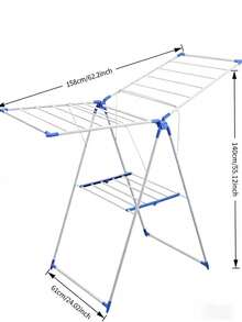 Foldable Clothes Drying Rack With Retractable Side Wings And Shoe Drying Layers, Double-Layer Large Capacity, Tool-Free Assembly, Foldable And Movable, Stable, Space-Saving For Both Indoor And Outdoor Use - A - View 9