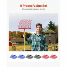 6PCS Manure Fork Replacement Head, 18 Angled Tines Horse Manure Fork Head, Durable Plastic Pitchfork Heads, Horse Mulch Rake For Picking Up Stable Stall Muck Grass Hay Cleaning Farm Work - Đầu nĩa xúc cỏ khô, 18 răng, PP, bộ 6 cái - Xem 5