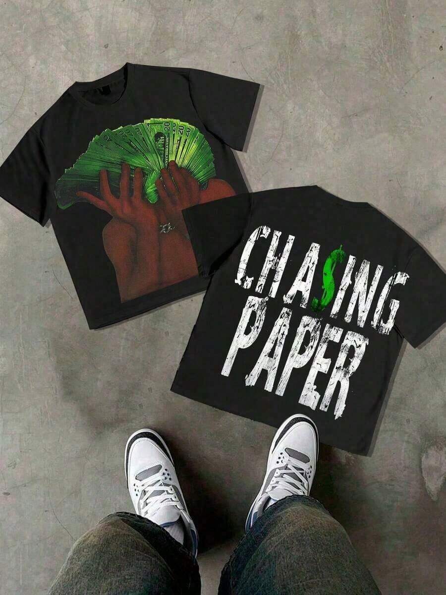 short-sleeve100% algodón CHASING PAPER, Money, patrón Y2k... Las camisetas 100% algodón presentan un diseño juvenil y moderno.Llegan y son perfectos para ropa casual y estilo urbano.Son excelentes regalos para amigos y familiares.Camisetas de cerveza, camisetas divertidas, camisetas para papá, camisetas de Dios, camisetas de alienígenas.100% Cotton - Negro - Ver 1