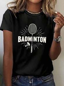 Under The RadarCamiseta casual de manga corta y cuello redondo para mujer con diseño de bádminton, raqueta y volante, perfecta para primavera y verano-Vintage Street Style Unisex Loose Cotton Short Sleeve Crew Neck T-Shirt - Negro - Ver 7
