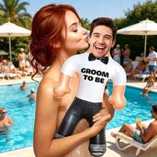 1pc Customized Face Inflatable Blow-Up Prop, Single Woman/Man Party Gift, Bride/Groom Prank Gift, Novelty Pool Birthday Wedding Decoration - Multicolor - View 4