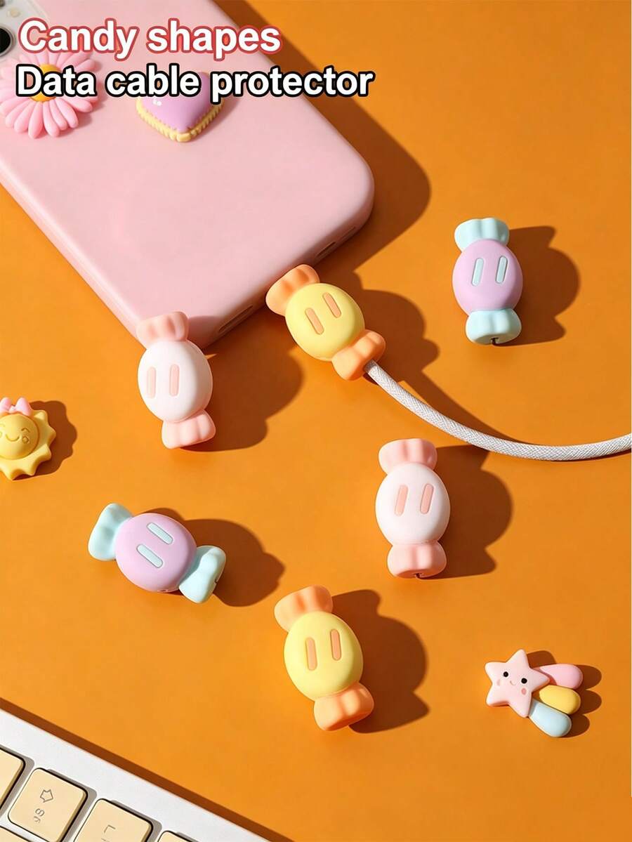 2pcs Candy Shaped Data Cable Protector, Silicone Anti-Breaking Storage Sleeve - Multicolor - View 1