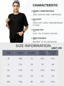 OKP 5PACK Women's Large Size Solid Color Sports T-Shirt,Ropa Deportiva Mujer Gym,Basic Urban Commute Style, Simple Elegant Fashionable Business Casual Outfit, Plus Size Clothing,Gym Clothes Women,Workout Sets Women - Multicolor - View 8